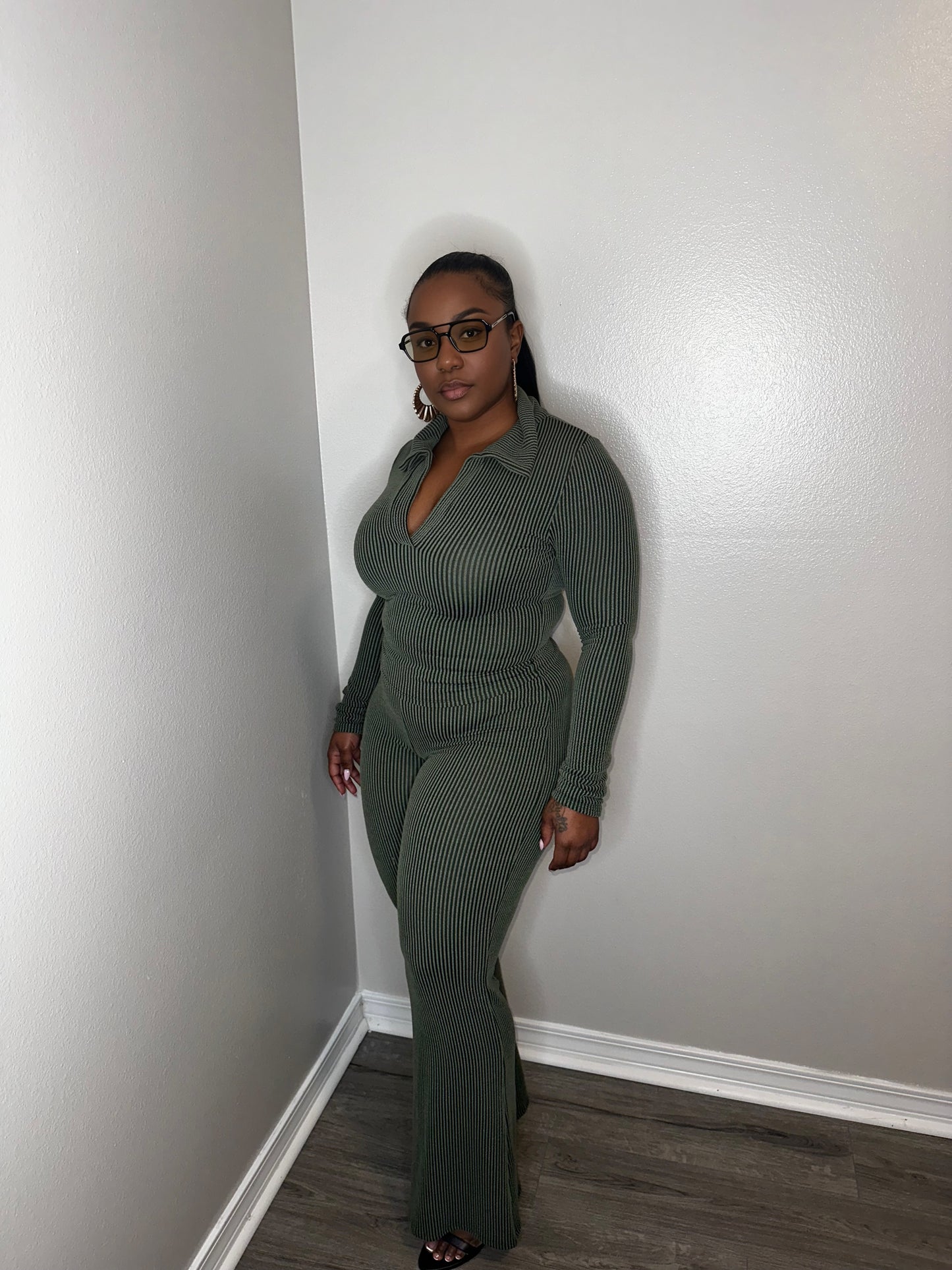 Green Ribbed Set
