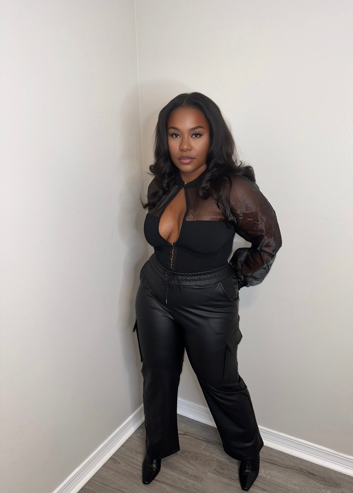 Faux Leather Cargo Pants