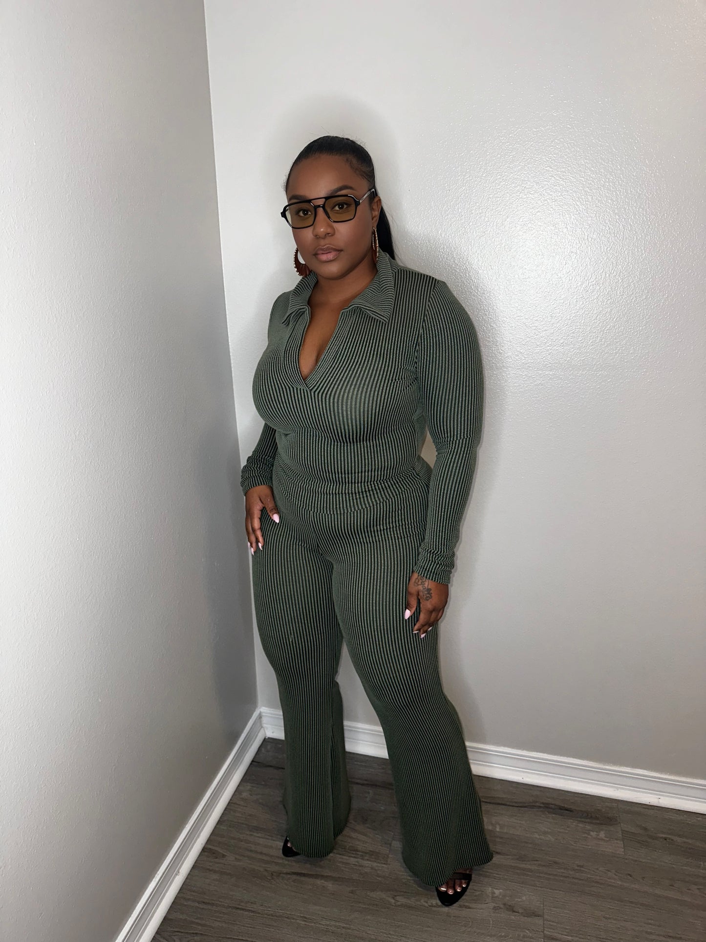 Green Ribbed Set