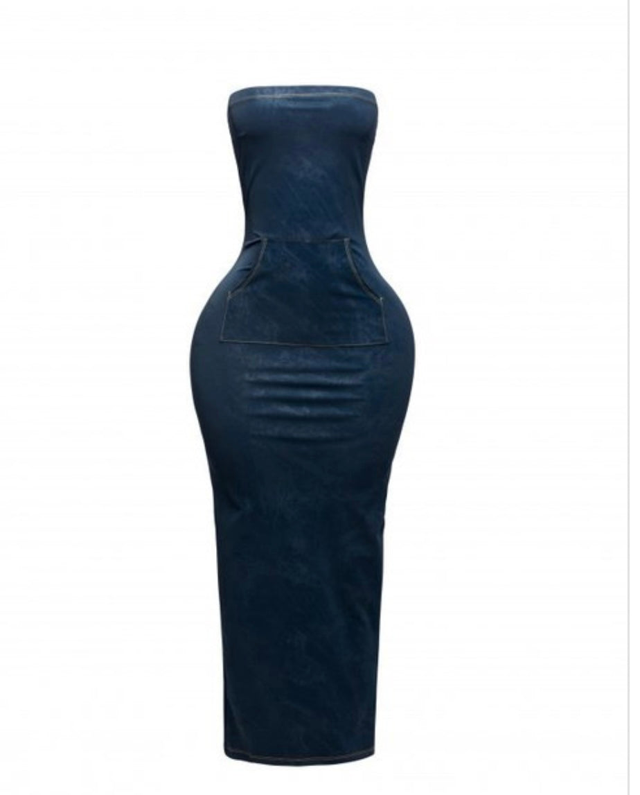 Denim Strapless Dress