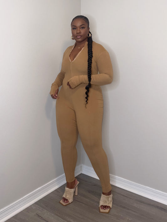 On-the-Go Mocha Jumpsuit