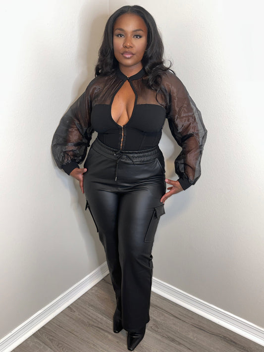 Faux Leather Cargo Pants